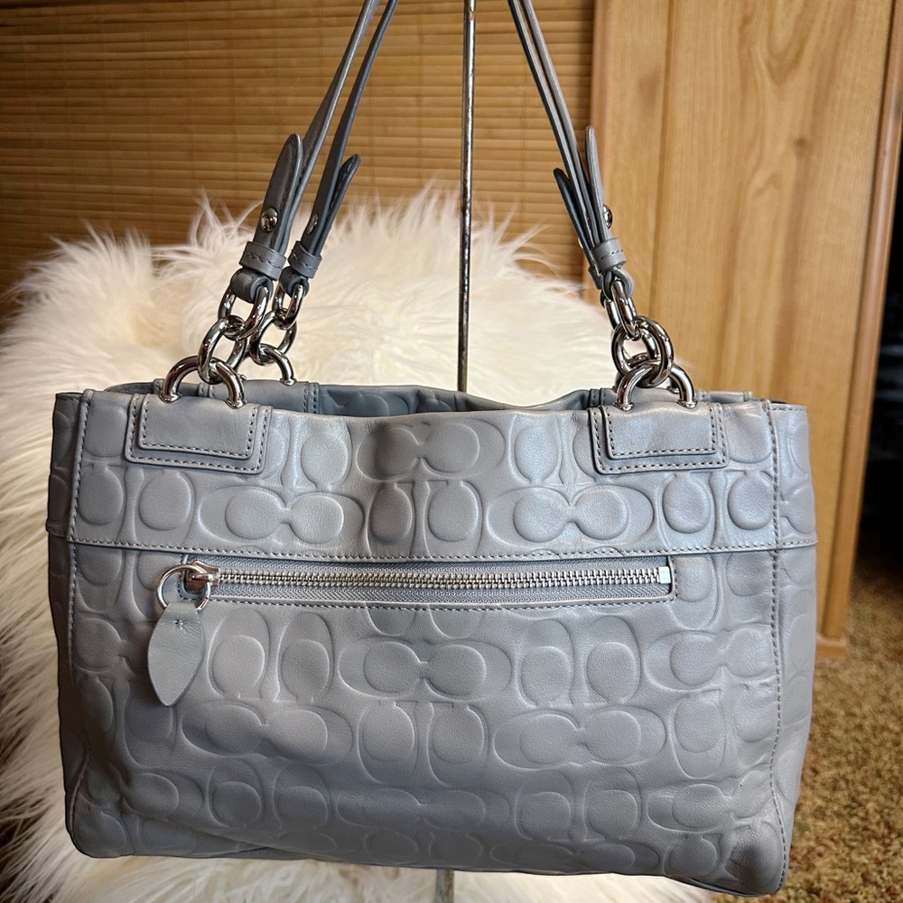 COACH Gray Leather PENELOPE Signature C Embossed Satchel Handbag #16577 - Picture 2 of 7